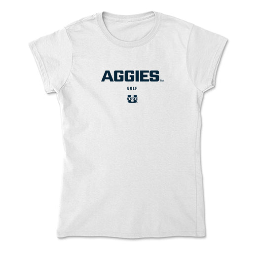 Utah State - NCAA Men's Golf : Luis Cantu - Soft Style Women’s T-Shirt-0