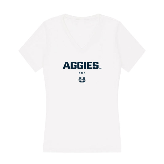 Utah State - NCAA Men's Golf : Diego Vargas - Women's V-Neck T-Shirt-0