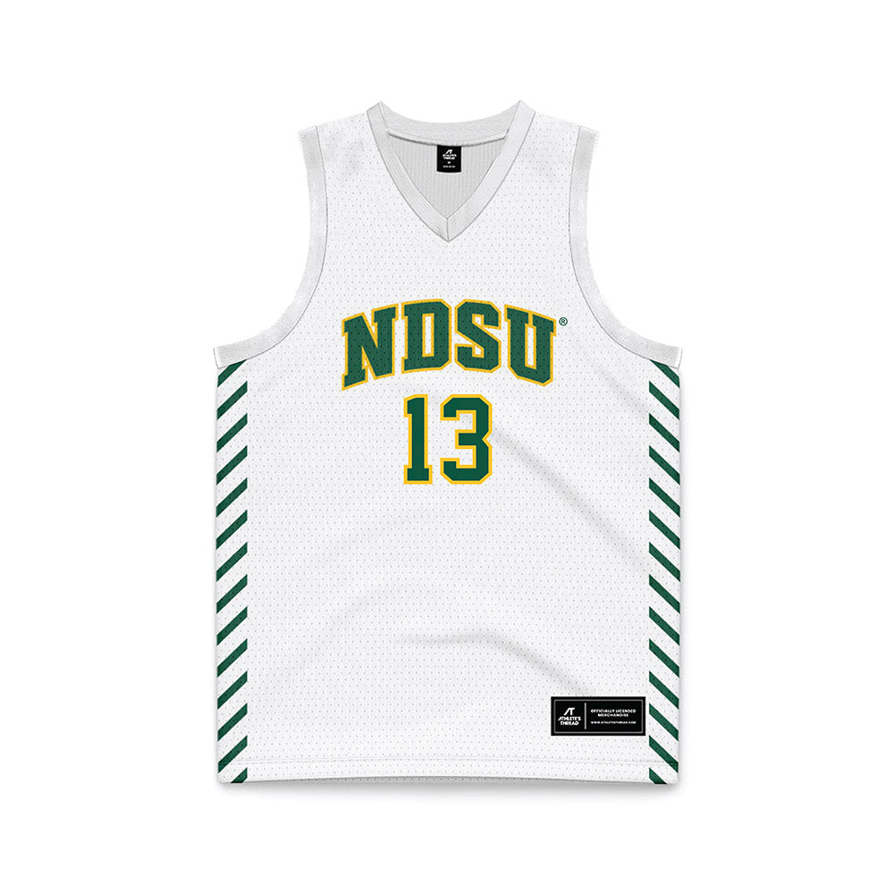 NDSU - NCAA Men's Basketball : Riley Saunders - White Basketball Jersey-0