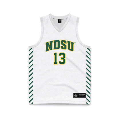 NDSU - NCAA Men's Basketball : Riley Saunders - White Basketball Jersey-0