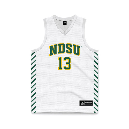 NDSU - NCAA Men's Basketball : Riley Saunders - White Basketball Jersey-0
