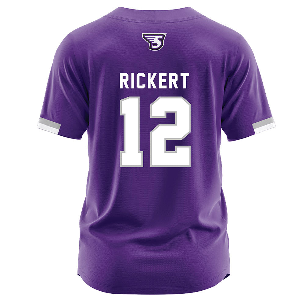 Stonehill - NCAA Baseball : Michael Rickert - Purple Jersey-1