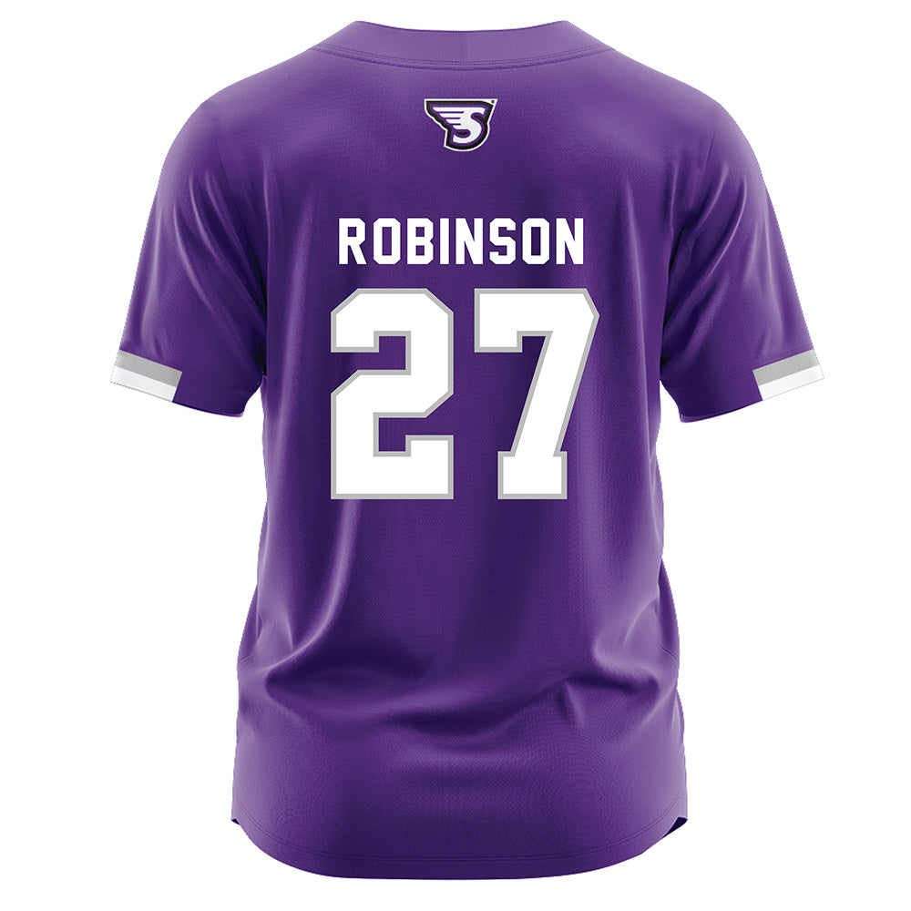 Stonehill - NCAA Baseball : Kacin Robinson - Purple Jersey-1