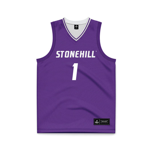 Stonehill - NCAA Men's Basketball : Joshua Morgan - Purple Basketball Jersey-0