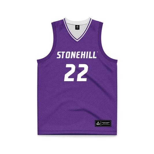 Stonehill - NCAA Men's Basketball : Charles Diamantis - Purple Basketball Jersey-0
