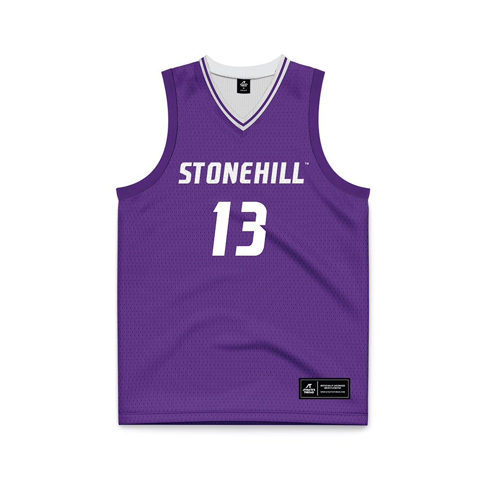 Stonehill - NCAA Men's Basketball : Jake TenBerge - Purple Basketball Jersey-0
