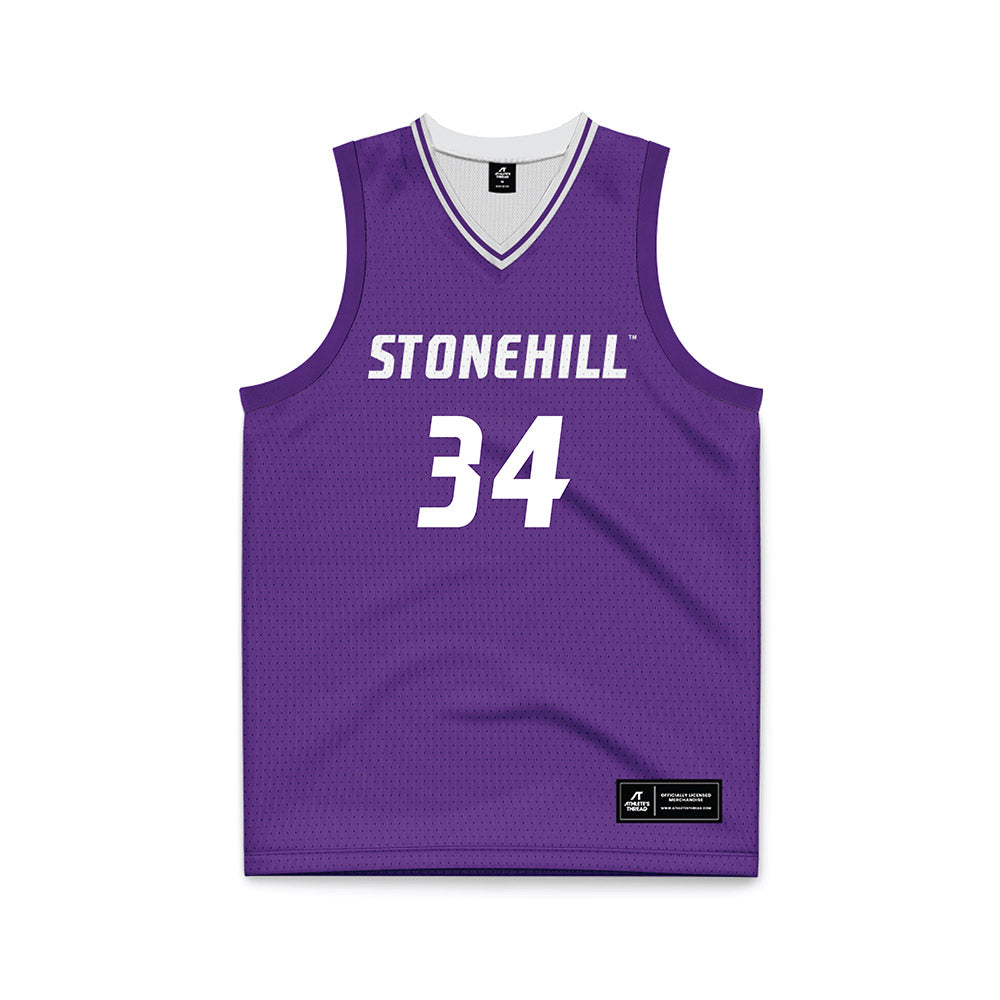 Stonehill - NCAA Men's Basketball : Neal Marquardt - Purple Basketball Jersey-0