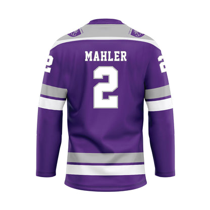 Stonehill - NCAA Men's Ice Hockey : Adam Mahler - Purple Hockey Jersey-1