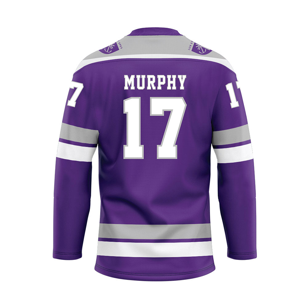 Stonehill - NCAA Men's Ice Hockey : Patrick Murphy - Purple Hockey Jersey-1