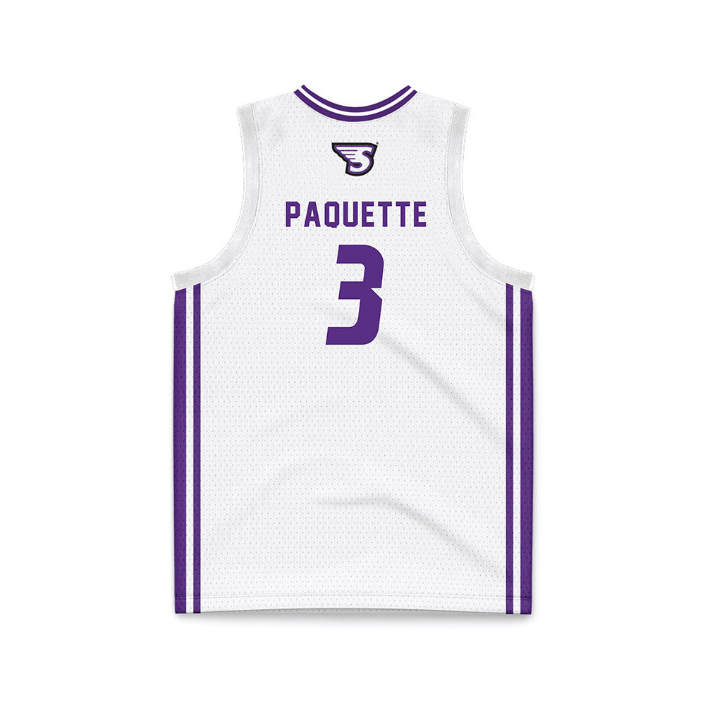 Stonehill - NCAA Women's Basketball : Brooke Paquette - White Basketball Jersey-1