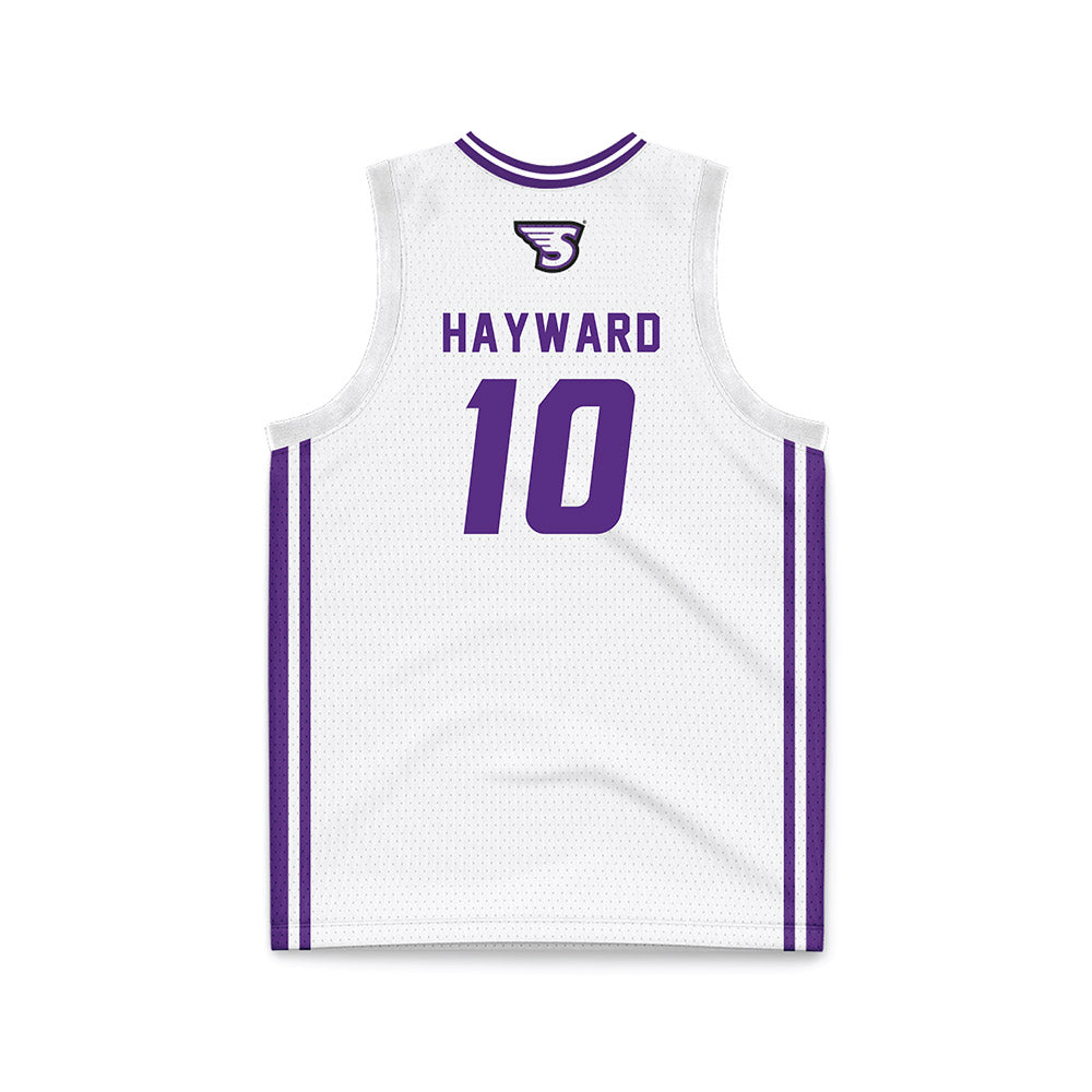 Stonehill - NCAA Women's Basketball : Sharn Hayward - White Basketball Jersey-1