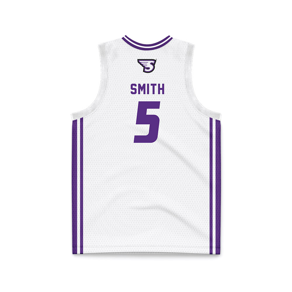 Stonehill - NCAA Women's Basketball : Rissi Smith - White Basketball Jersey-1
