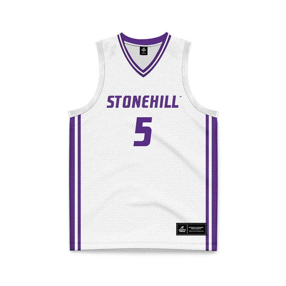 Stonehill - NCAA Women's Basketball : Rissi Smith - White Basketball Jersey-0