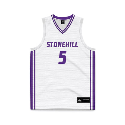 Stonehill - NCAA Women's Basketball : Rissi Smith - White Basketball Jersey-0