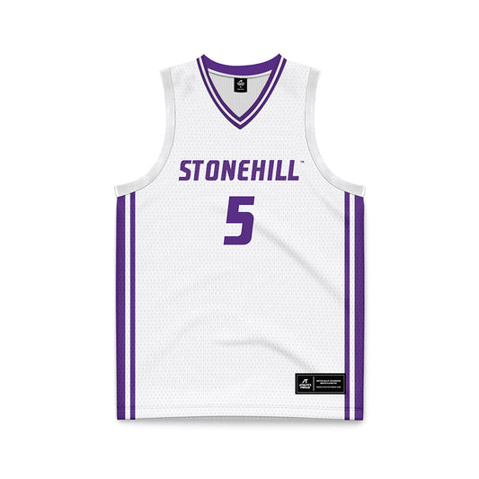 Stonehill - NCAA Women's Basketball : Rissi Smith - White Basketball Jersey-0