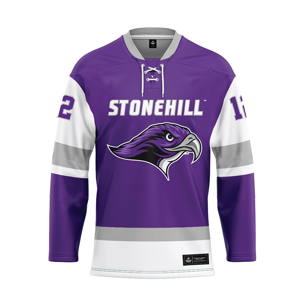 Stonehill - NCAA Women's Ice Hockey : Brianna Walkom - Purple Hockey Jersey-0