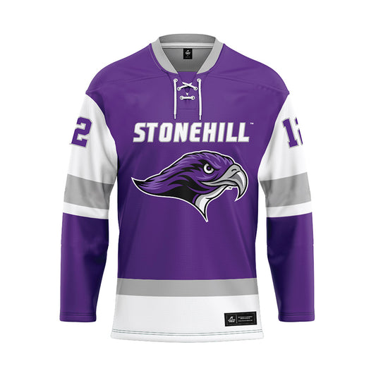 Stonehill - NCAA Women's Ice Hockey : Brianna Walkom - Purple Hockey Jersey-0