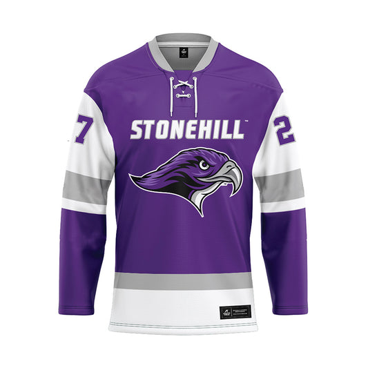 Stonehill - NCAA Women's Ice Hockey : Makenna Slocum - Purple Hockey Jersey-0
