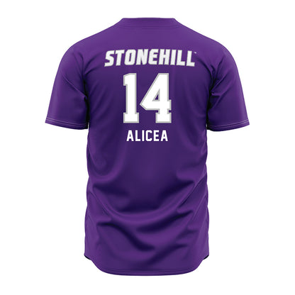 Stonehill - NCAA Softball : Juliana Alicea - Purple Jersey-1