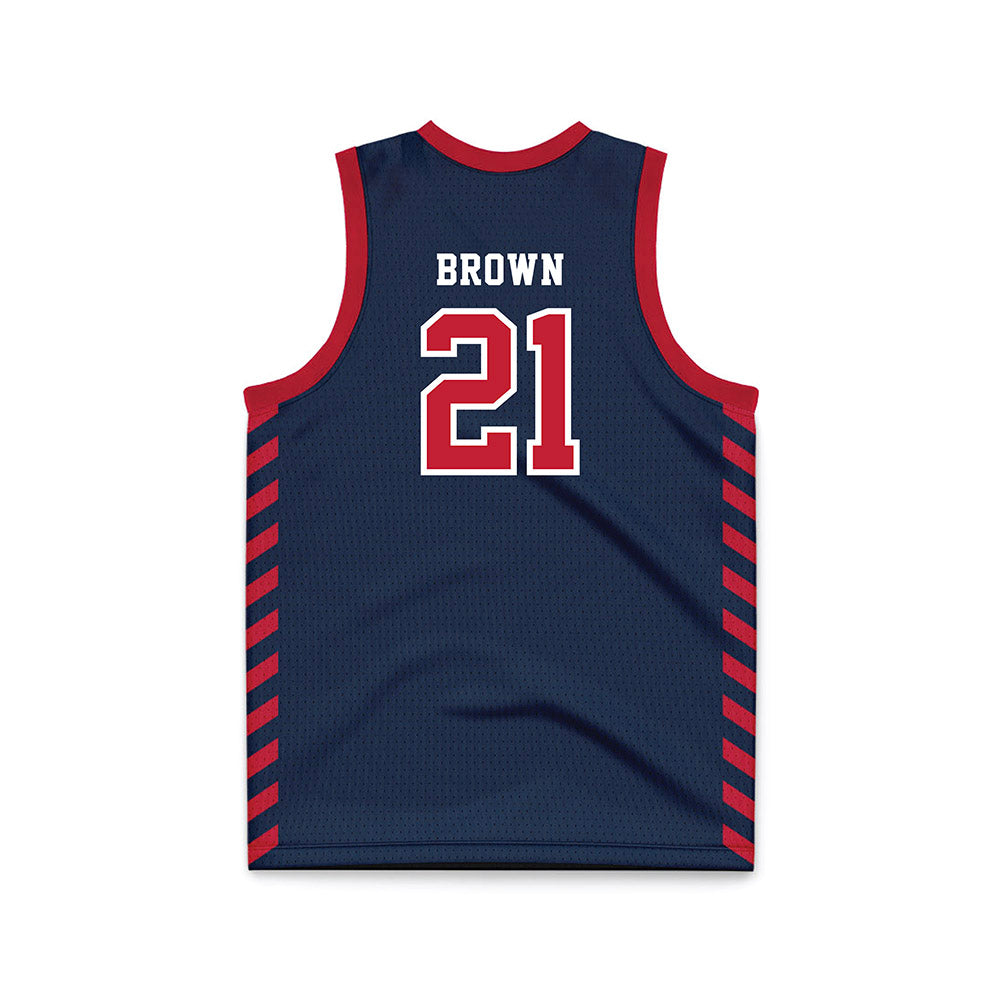 Samford - NCAA Men's Basketball : Corey Brown - 2024 Navy Basketball Jersey-1