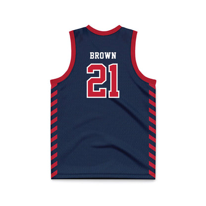 Samford - NCAA Men's Basketball : Corey Brown - 2024 Navy Basketball Jersey-1