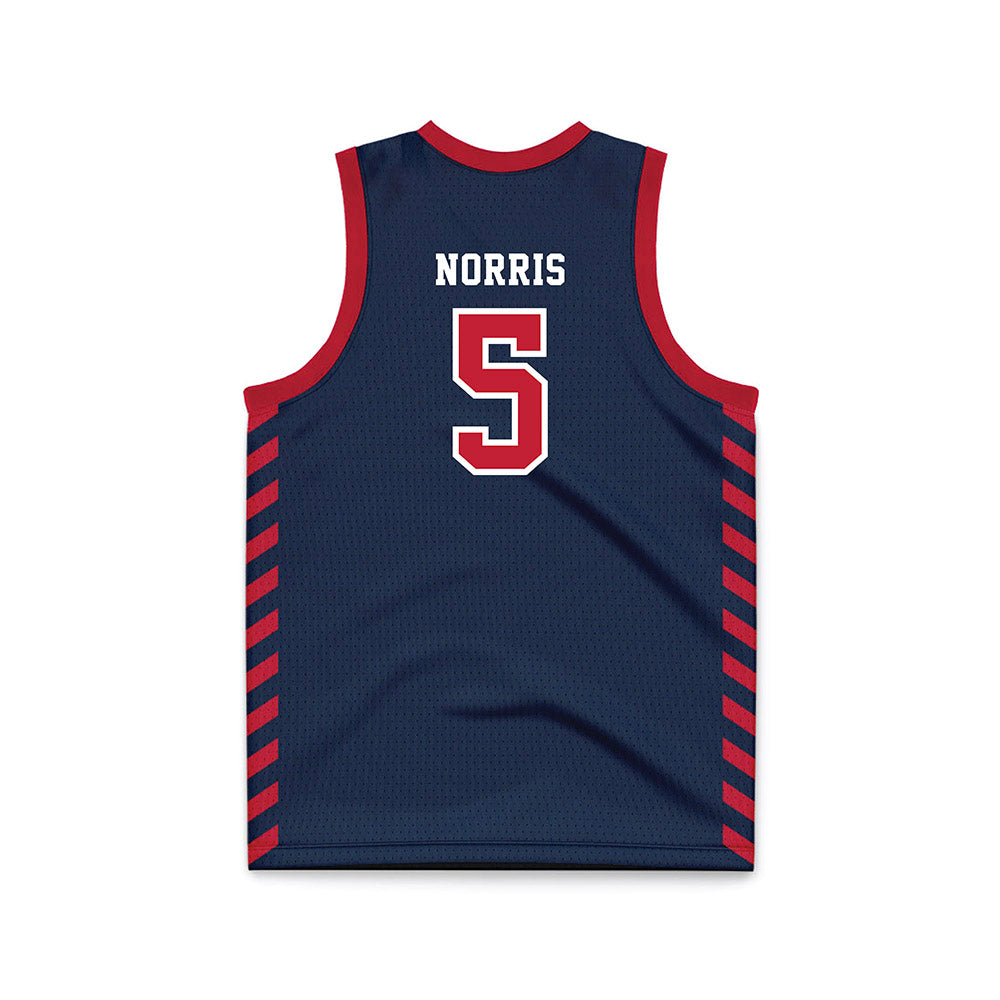 Samford - NCAA Men's Basketball : Cade Norris - 2024 Navy Basketball Jersey-1