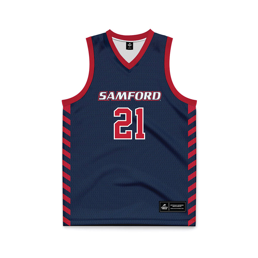 Samford - NCAA Men's Basketball : Corey Brown - 2024 Navy Basketball Jersey-0