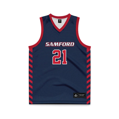 Samford - NCAA Men's Basketball : Corey Brown - 2024 Navy Basketball Jersey-0