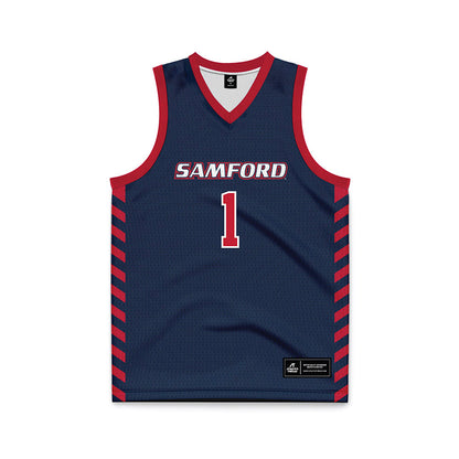 Samford - NCAA Men's Basketball : DaJion Humphrey - 2024 Navy Basketball Jersey-0