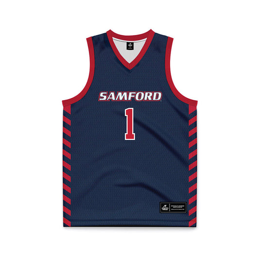 Samford - NCAA Men's Basketball : DaJion Humphrey - 2024 Navy Basketball Jersey-0