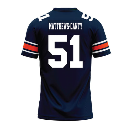 Auburn - NCAA Football : Michael Matthews-Canty - Navy Premium Football Jersey-1