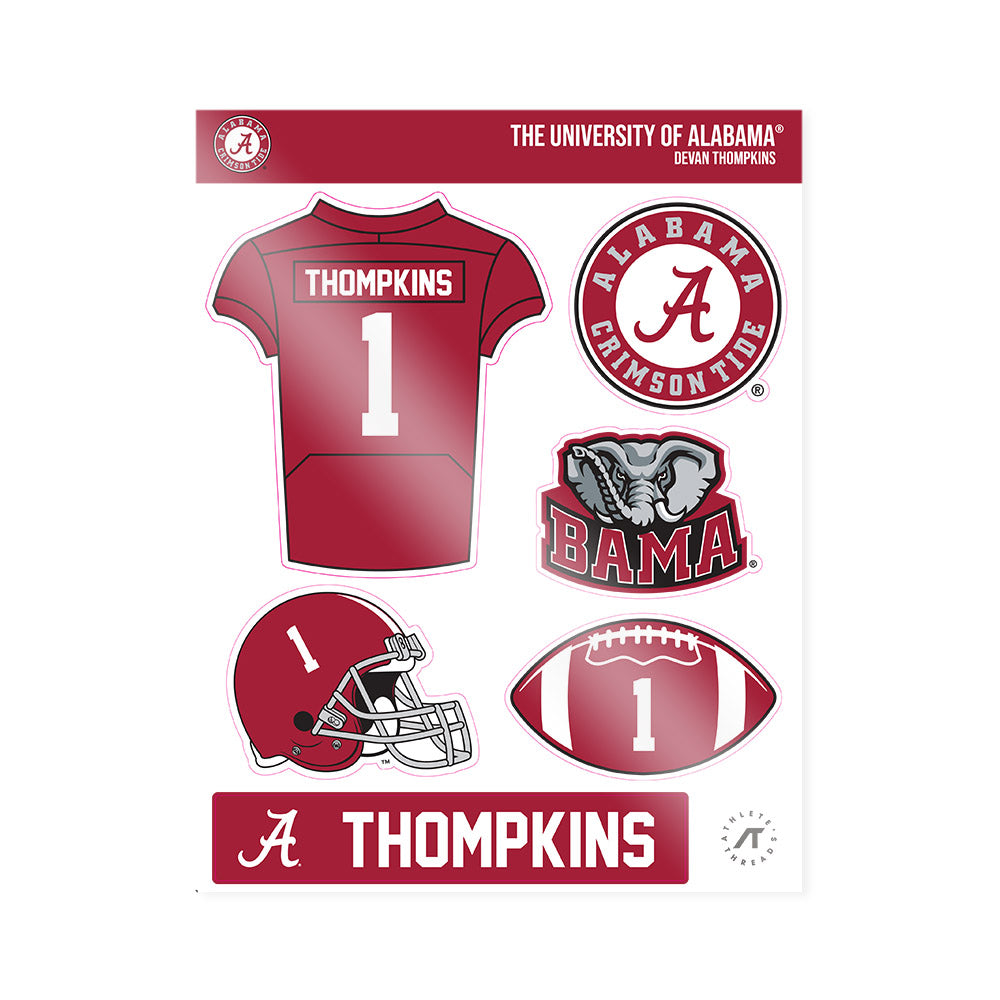 Alabama - NCAA Football : Devan Thompkins - Sticker Sheet-0