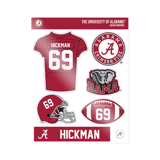 Alabama - NCAA Football : Baker Hickman - Sticker Sheet-0