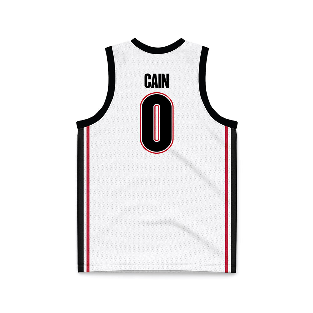Georgia - NCAA Men's Basketball : Blue Cain - White Basketball Jersey-1