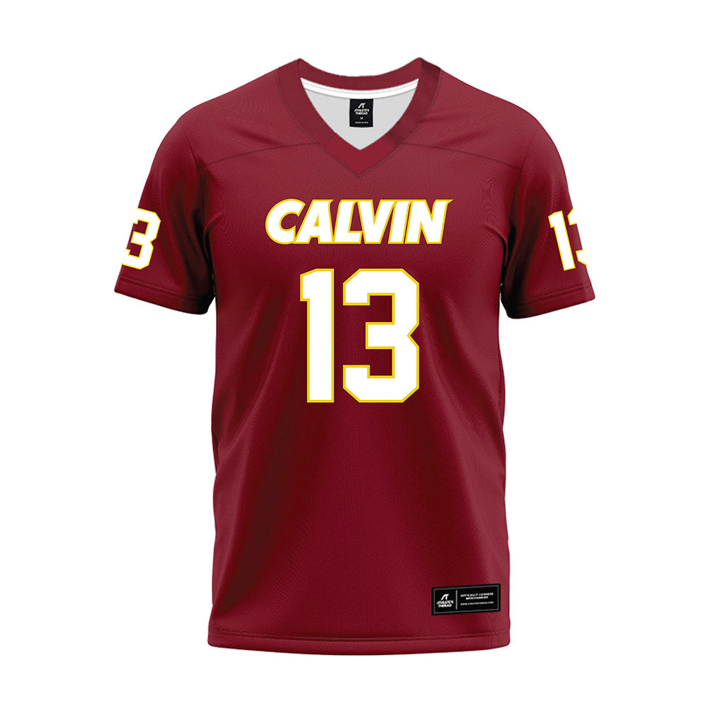 Calvin - NCAA Football : Thomas Vaccaro - Maroon Premium Football Jersey-0