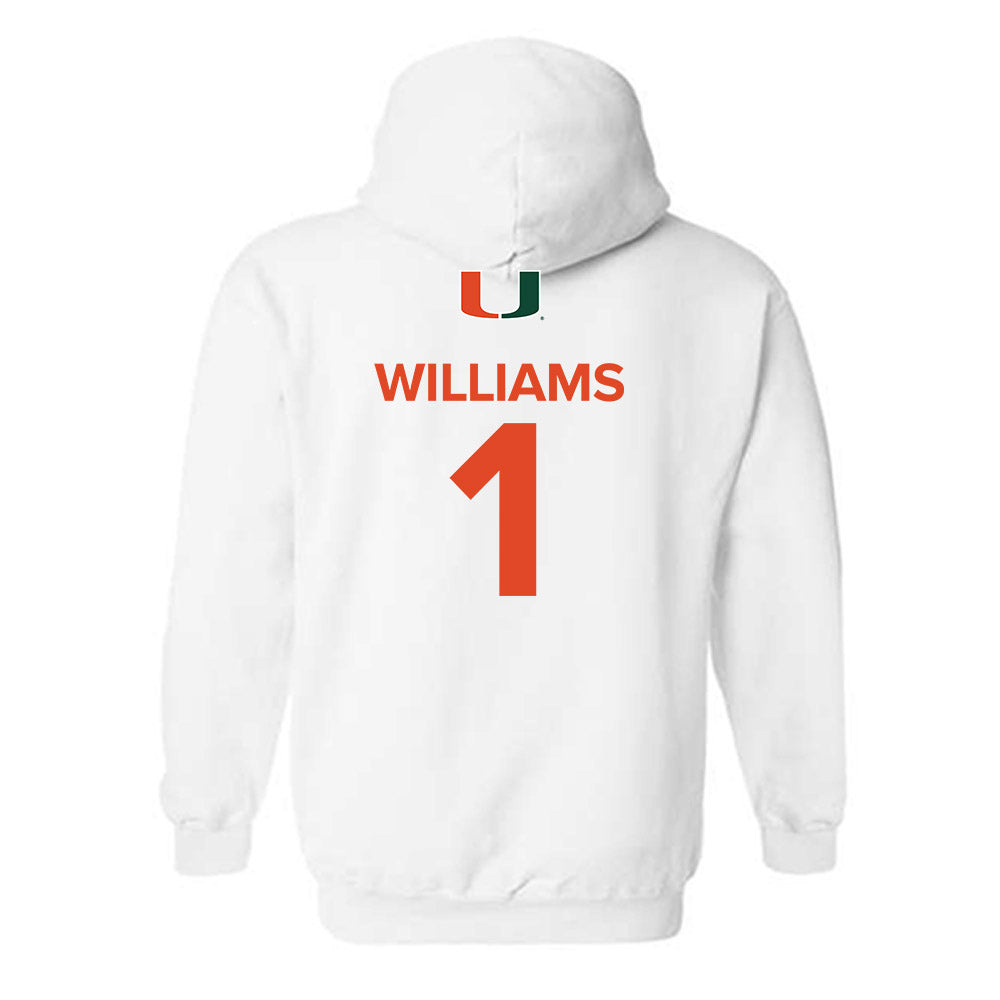Miami - NCAA Women's Basketball : Cameron Williams - Replica Shersey Hooded Sweatshirt-1