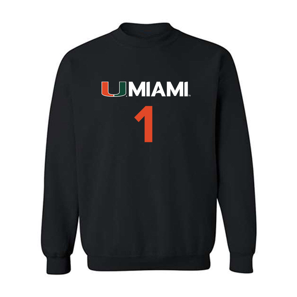 Miami - NCAA Women's Basketball : Camille Williams - Replica Shersey Crewneck Sweatshirt-0