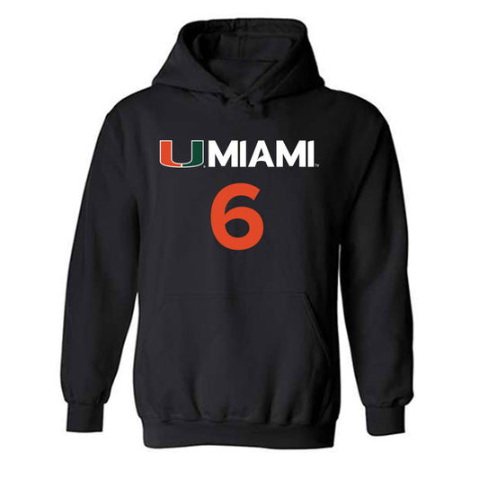 Miami - NCAA Men's Basketball : Treyvon Maddox - Replica Shersey Hooded Sweatshirt-0