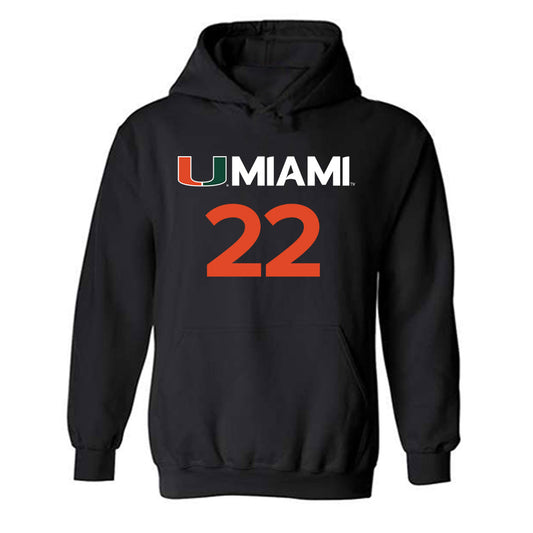 Miami - NCAA Women's Basketball : Simone Pelish - Replica Shersey Hooded Sweatshirt-0