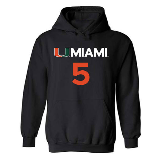 Miami - NCAA Men's Basketball : Malik Reneau - Replica Shersey Hooded Sweatshirt-0