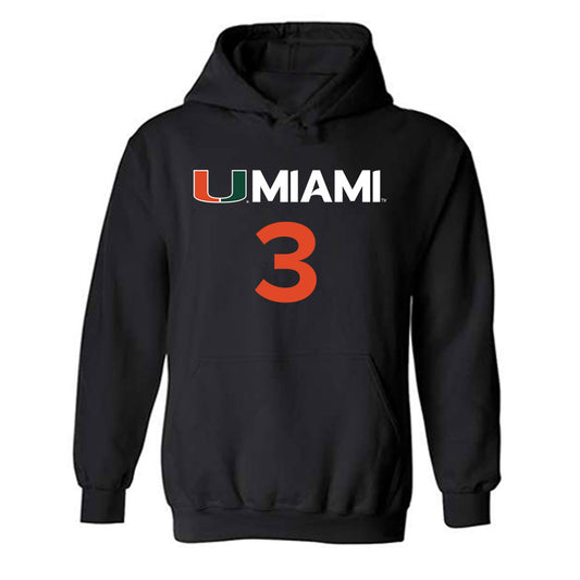 Miami - NCAA Men's Basketball : Tre Donaldson - Replica Shersey Hooded Sweatshirt-0