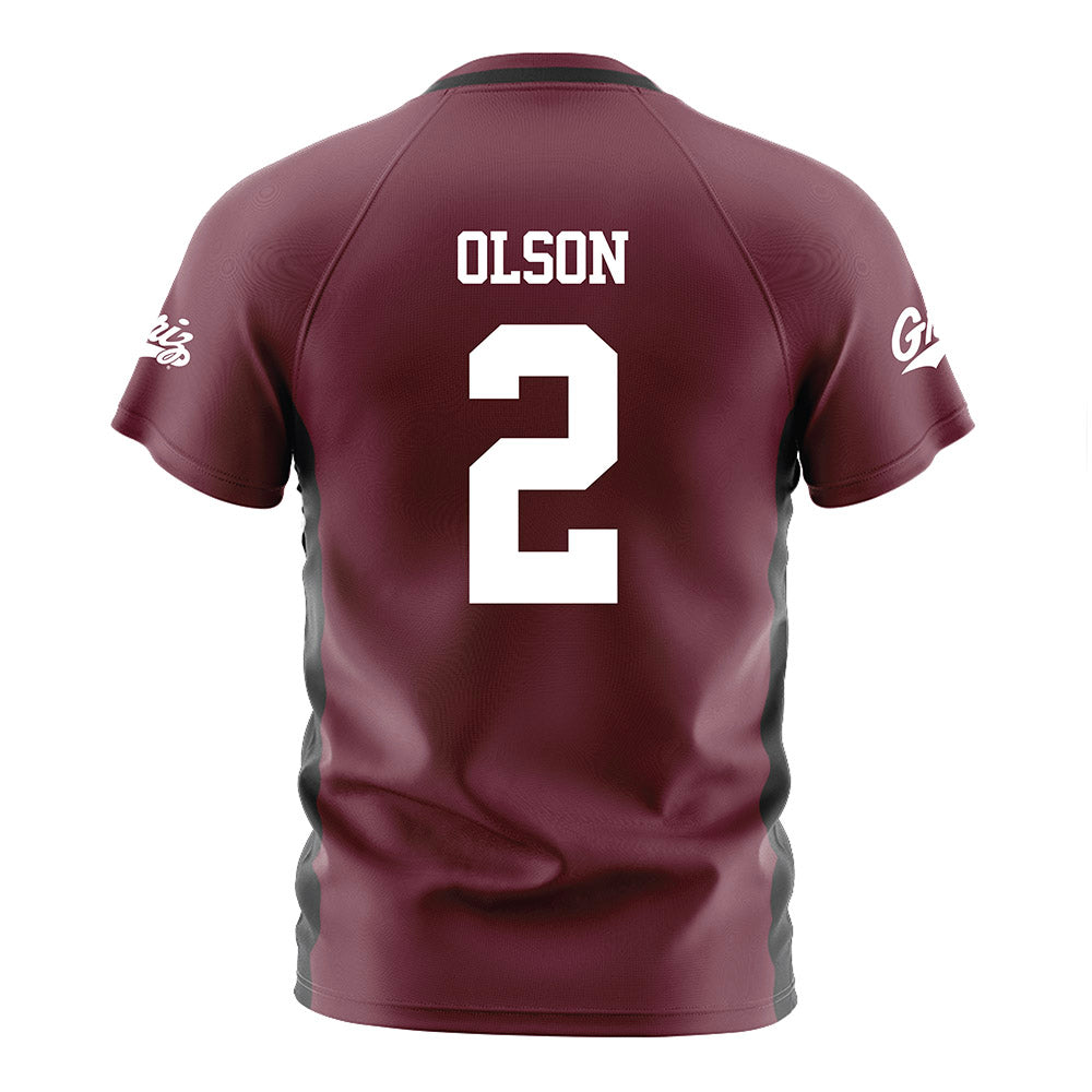 Montana - NCAA Women's Soccer : Grace Olson - Maroon Soccer Jersey-1