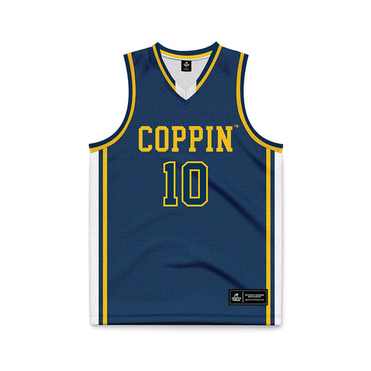 Coppin State - NCAA Men's Basketball : Camaren Sparrow - Navy Basketball Jersey-0