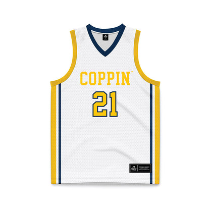 Coppin State - NCAA Women's Basketball : Sydney Burris - White Basketball Jersey-0