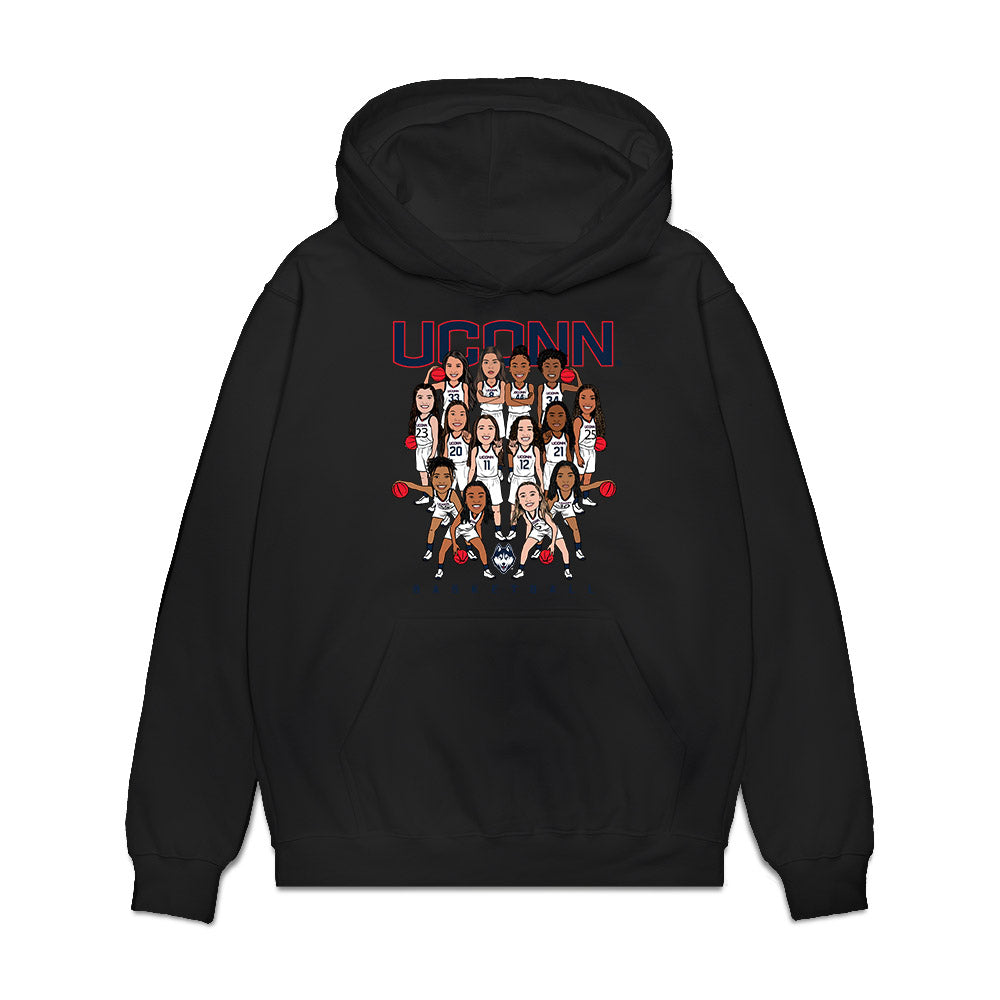 UConn - NCAA Women's Basketball : - Team Caricature Premium Hooded Sweatshirt-0