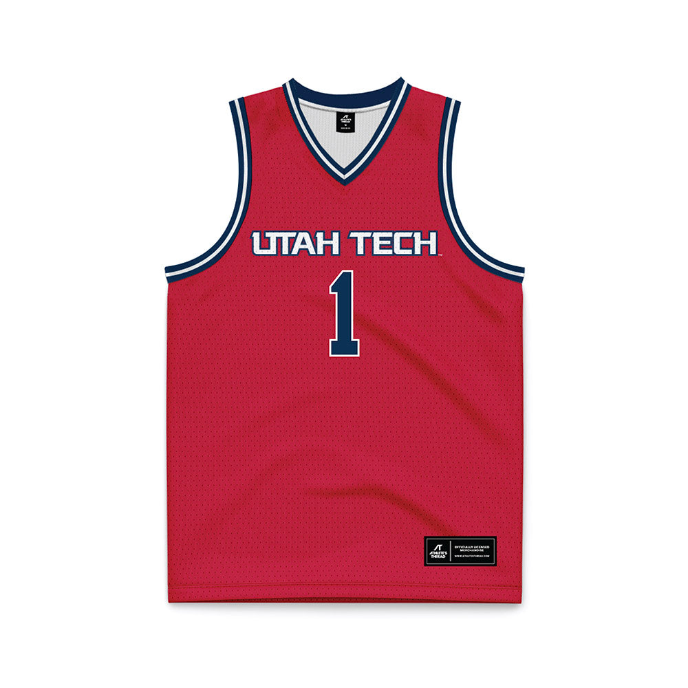 Utah Tech - NCAA Men's Basketball : Hunter Schenck - Red Basketball Jersey-0