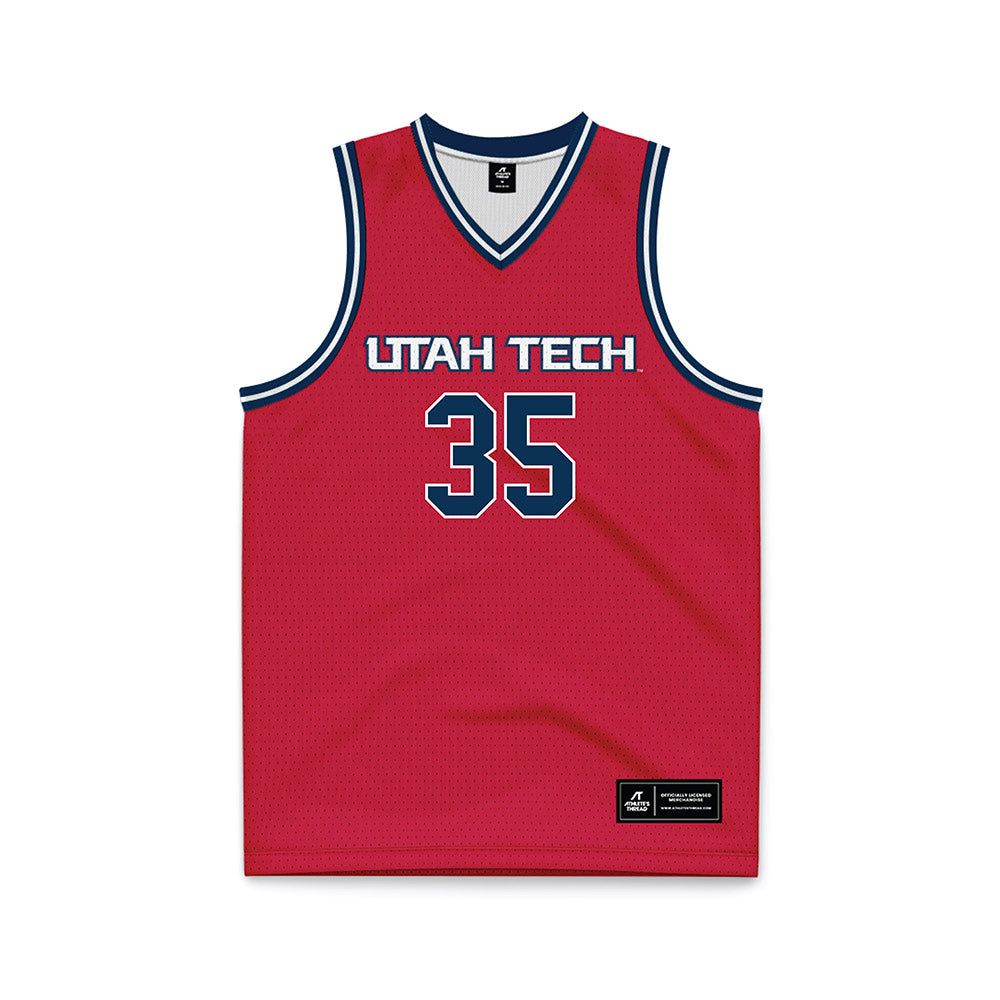 Utah Tech - NCAA Men's Basketball : Ethan Potter - Red Basketball Jersey-0