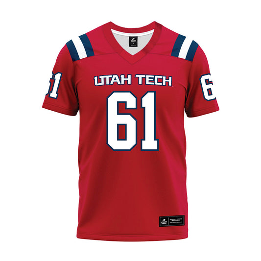 Utah Tech - NCAA Football : Connor Mickelson - Red Premium Football Jersey-0