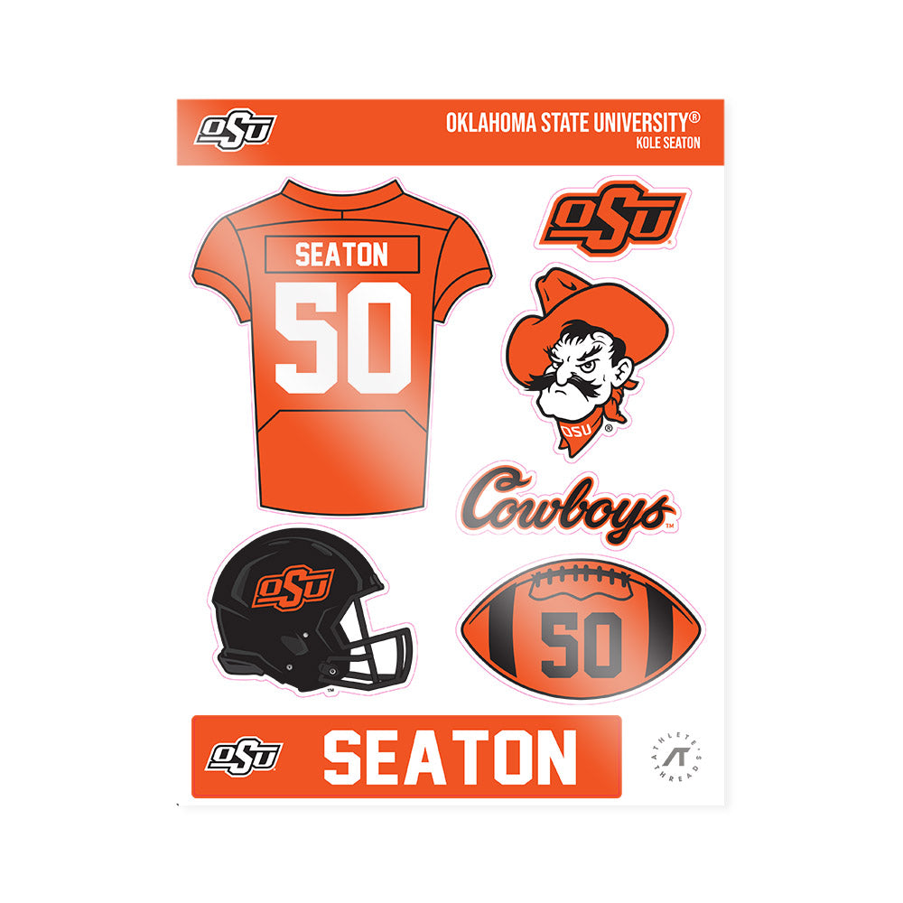 Oklahoma State - NCAA Football : Kole Seaton - Sticker Sheet-0