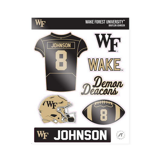 Wake Forest - NCAA Football : Braylon Johnson - Sticker Sheet-0